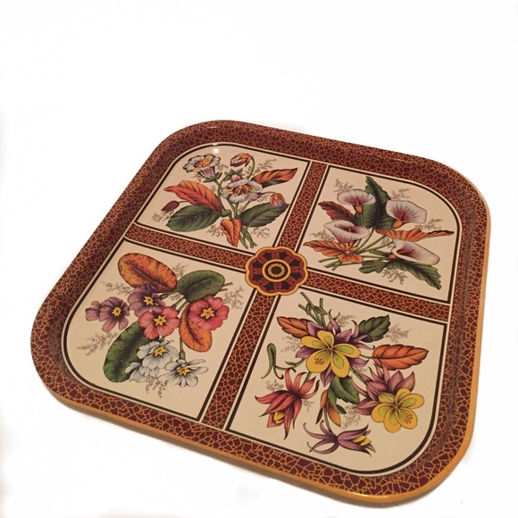 Vintage floral tin tray - Picture 1 of 3